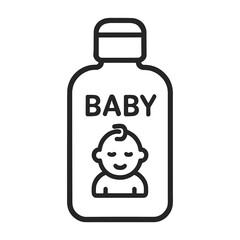 Baby Lotion Bottle Shape-Based Outline Icon, Monochrome, Transparent Background