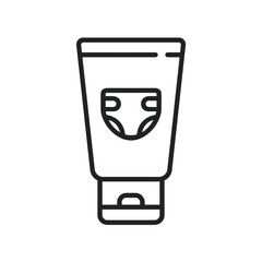 Diaper Cream Tube Shape-Based Outline Icon, Monochrome, Transparent Background