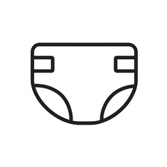 Baby Diaper Shape-Based Outline Icon, Monochrome, Transparent Background