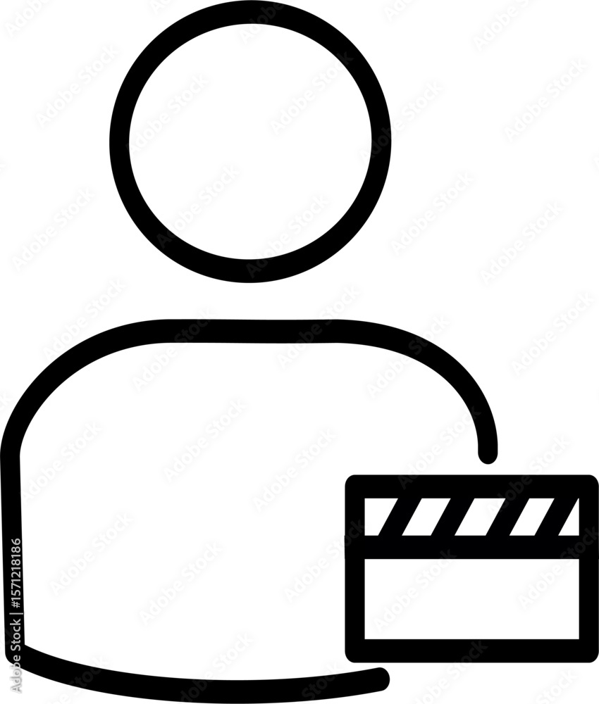 Fototapete User movie line icon. Man and clapperboard symbol. Vector graphics and not Artificial Intelligence. Symbol, logo illustration. Replaceable vector design.