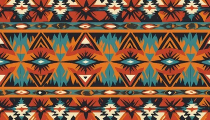 Native-Inspired Tribal Pattern with Bold Colors