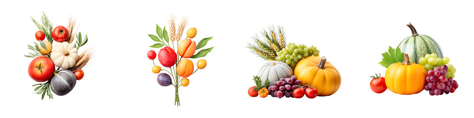 Festive Autumn Harvest Composition with Fruits and Vegetables