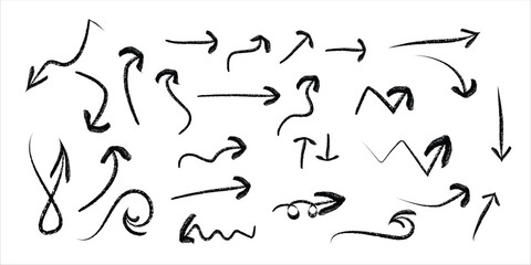 Hand-Drawn Grunge Arrow Set – Brush Style Vector Elements
