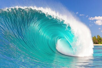 Powerful turquoise wave cresting