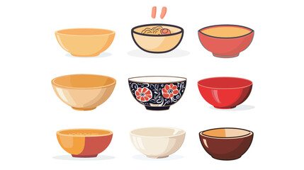 High color grade vector illustration of a ramen bowl with rich toppings including noodles, egg, seaweed, pork slices, and broth, showcasing traditional Japanese cuisine in a vibrant, appetizing, 