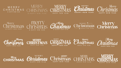 Merry christmas and happy new year lettering Set. Merry Christmas Text for wishes. Christmas Greetings text for social media post and celebration.