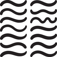 Wavy Hand Drawn Lines Vector Set in Abstract Flow Style