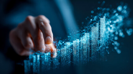 Digital data visualization representing growth and technological progress