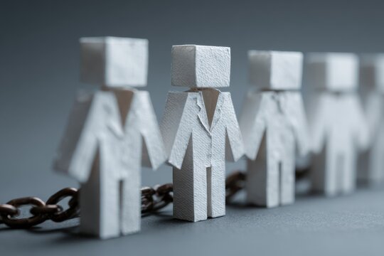 Close up of checkbox and paper chain figures