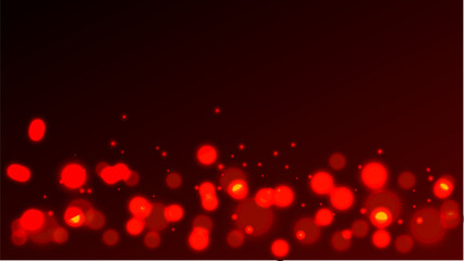 Red Glowing Particle Background with Dark Gradient – Bokeh Light Effect.