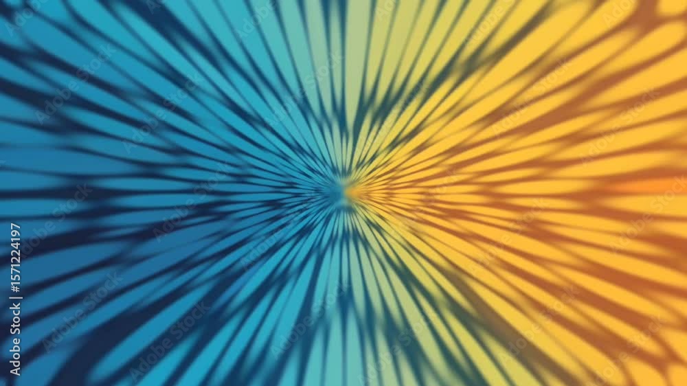 Wall mural energetic abstract pattern with radial lines expanding from center in vibrant blue and orange gradie