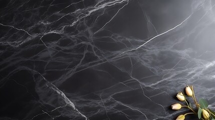 Charcoal marble with silver veins, matte texture, soft lighting