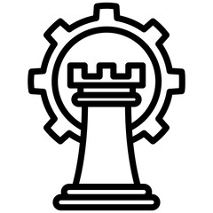 Strategy game piece with a cogwheel for a development concept.