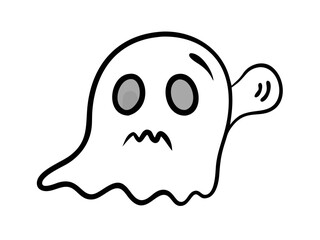 Fototapeta premium Cute, Sad Ghost Illustration Perfect for Halloween Designs . A simple, cartoonish illustration of a sad ghost. 