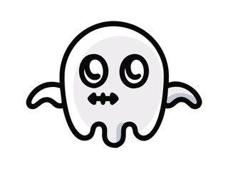 Obraz premium Cute, Sad Ghost Illustration Perfect for Halloween Designs . A simple, cartoonish illustration of a sad ghost. 