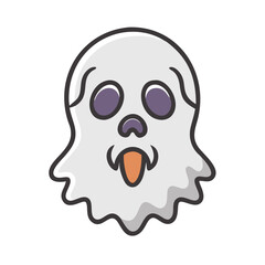 Fototapeta premium Cute, Sad Ghost Illustration Perfect for Halloween Designs . A simple, cartoonish illustration of a sad ghost. 