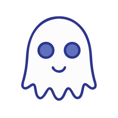 Fototapeta premium Cute, Sad Ghost Illustration Perfect for Halloween Designs . A simple, cartoonish illustration of a sad ghost. 
