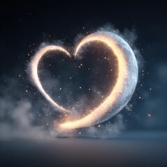 Lunar Heart A Celestial Dreamscape Moonlit Serenity Golden Radiance Love and Sparkle Dreamy Aesthetic Fantasy Art