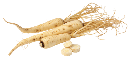 Fresh parsnip roots on a clean wooden surface showcasing natural textures and organic health benefits