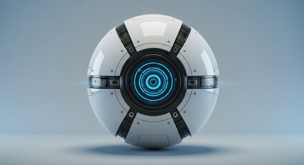 Futuristic Sci-Fi Drone or Robot Eye with Blue Core