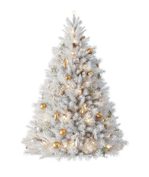 White Christmas tree decoration isolated on transparent background. 3D render.