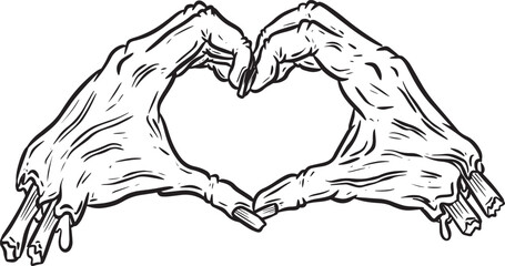 Cartoon Zombie Undead Rotten Hand Creating a Symbol Illustration