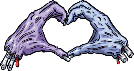 Cartoon Zombie Undead Rotten Hand Creating a Symbol Illustration