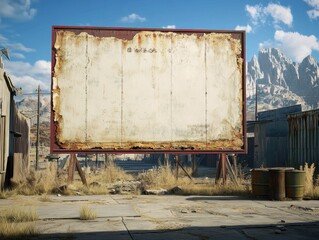 Empty billboard in a deserted town