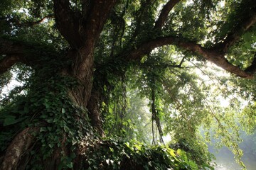 Dawn foliage and vines