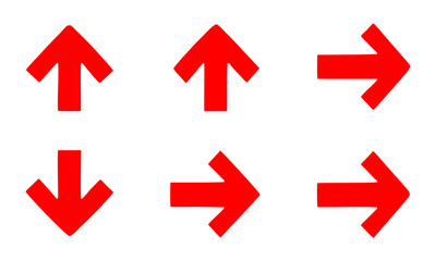 Set of Red Arrows in Multiple Directions Vector Illustration &ndash; Curved, Straight, Diagonal, Rotated Arrows for Navigation and Design Elements

