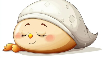 Cute, cartoon bird sleeping