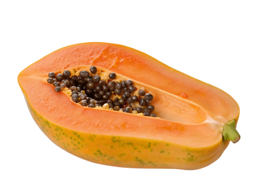 Fresh juicy papaya with seeds exposed in a vibrant and healthy tropical fruit image for food lovers