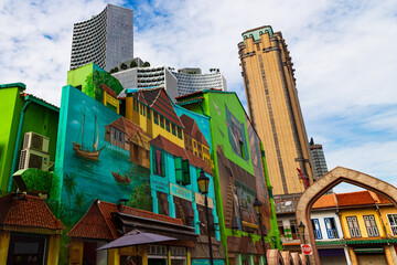 Naklejka premium Haji Lane in the Kampong Glam district, Singapore