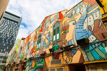 Naklejka premium Haji Lane in the Kampong Glam district, Singapore