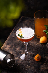 Fresh apricot cocktail martini with mint