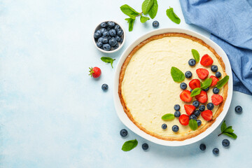 Cheesecake with fresh berries or tart with cheese.