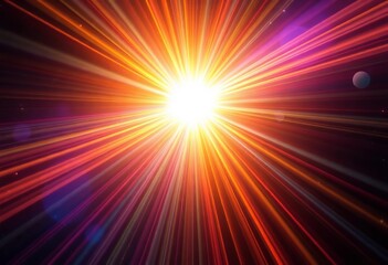 Obraz premium Celestial glow, ethereal light beams radiating from unseen source, energy, revelation