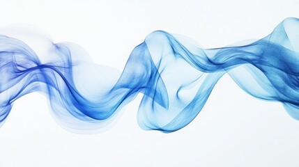 Abstract image of flowing, translucent blue waves on a white background, suggesting movement and fluidity