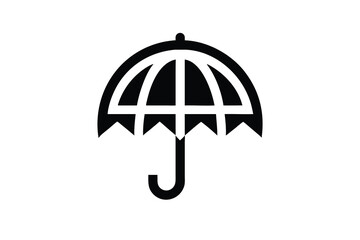 Bold Black Umbrella Icon: Protection, Security, and Financial Stability Concept; Minimalist Graphic Design for Insurance, Banking, and Risk Management Websites, Applications, and Presentations.