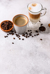 Espresso and cappucino. Different coffee