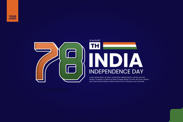 India’s 78th Independence Anniversary Logotype with Tricolor Ribbon and Bold Typography