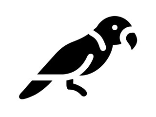 Fototapeta premium Simple black and white silhouette of a parrot. A clean, stylized silhouette of a parrot against a plain white background.