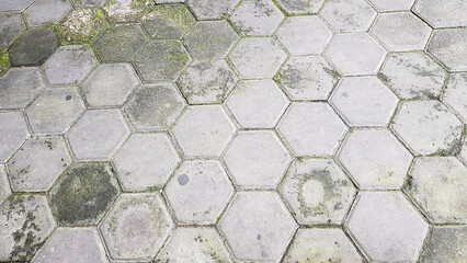 Street with hexagonal paving block pattern