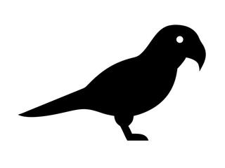 Fototapeta premium Simple black and white silhouette of a parrot. A clean, stylized silhouette of a parrot against a plain white background.