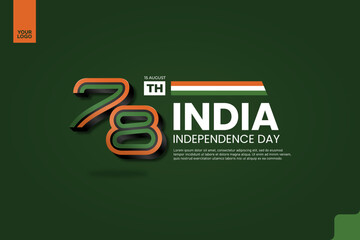 India’s 78th Independence Anniversary Logotype with Tricolor Ribbon and Bold Typography