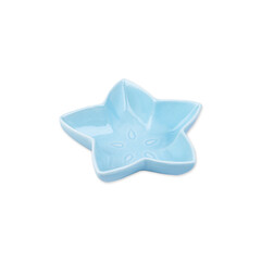 Ceramic star shaped blue bowl isolated over white background