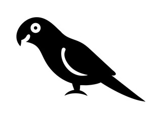 Fototapeta premium Simple black and white silhouette of a parrot. A clean, stylized silhouette of a parrot against a plain white background.