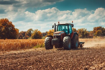 Obraz premium Self driving tractor in agriculture Intelligent farming and digital innovation