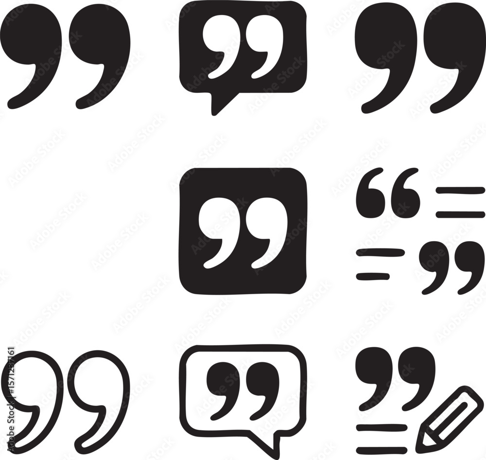 Fototapete quotation mark vector graphics set featuring various styles and presentation designs including speec