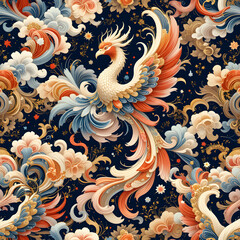 Young Phoenix Amidst a Garden of Flowers